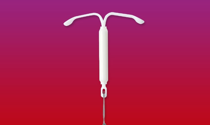 Mirena IUD on gradient background